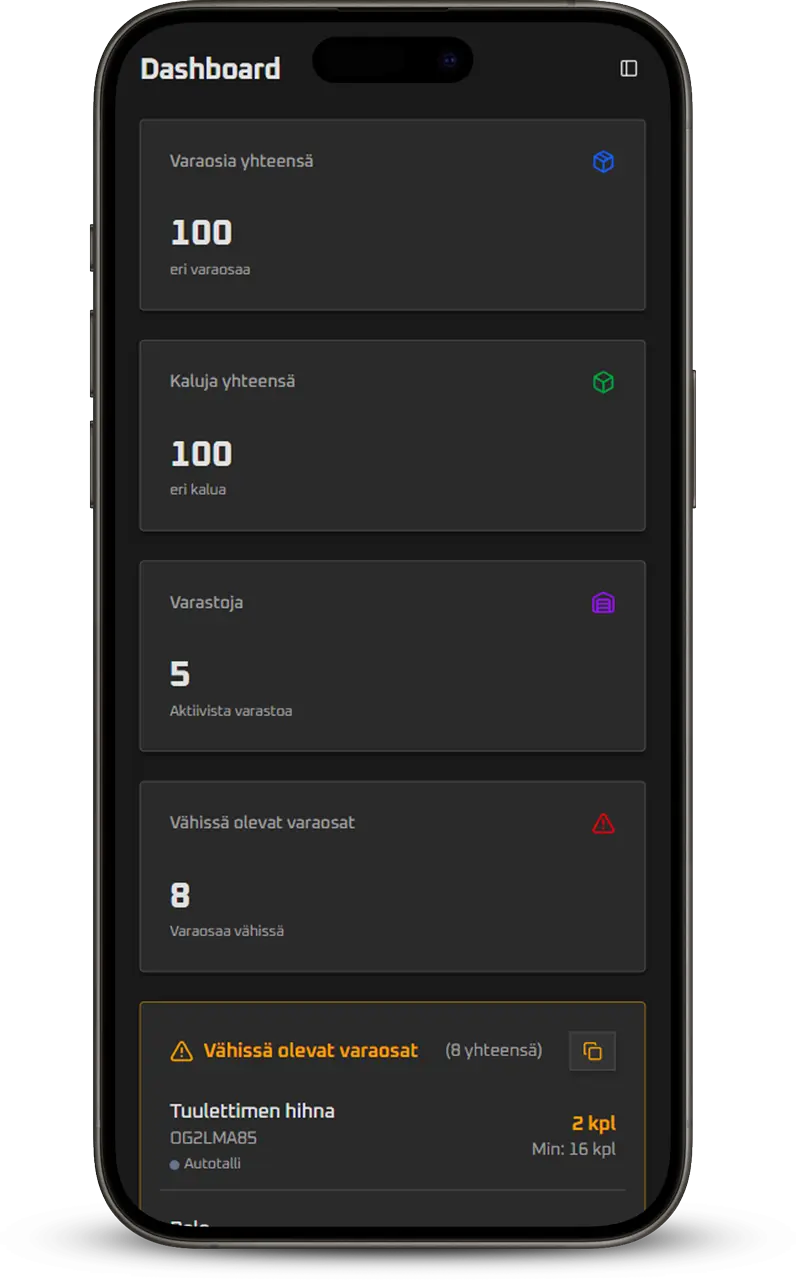 Kalusi.fi -sovellus mobiililaitteella